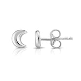 14K White Gold Moon Stud Earring